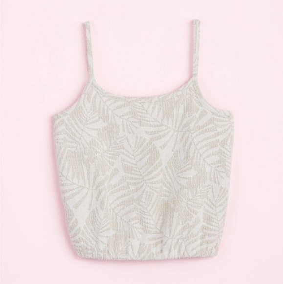 Loft‎ Womens Cami XL Palm Bubble Hem Boucle Cami Tan/Cream 2020 New - Picture 1 of 8